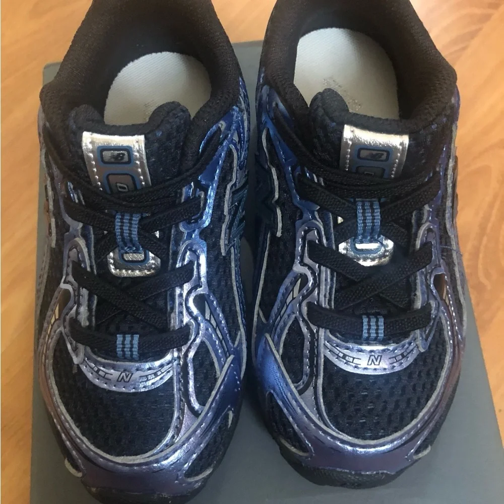 New Balance 740 Bungee Lace Toddler Running Sneakers 8 Size Blue Black  NWB